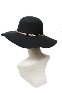 Gold Chain Decor Floppy Felt Hat