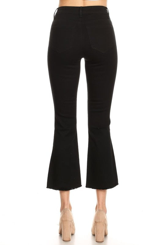 High Waisted Capris Flare in Black
