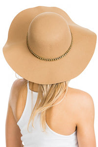 Gold Chain Decor Floppy Felt Hat