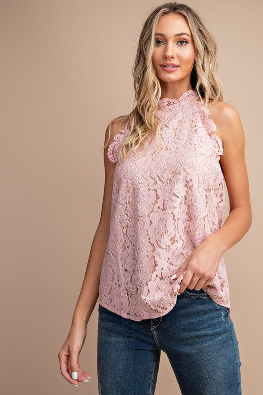 Sleeveless Floral Lace Top