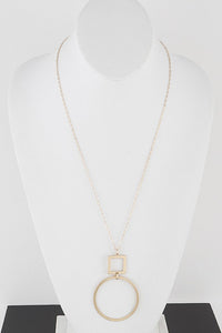 Open Cut Chain Drop Round Pendant Necklace