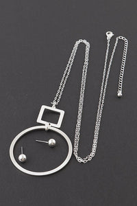 Open Cut Chain Drop Round Pendant Necklace