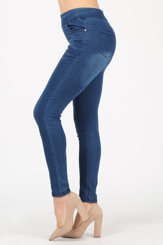 High Waist Solid Jeggings Pants